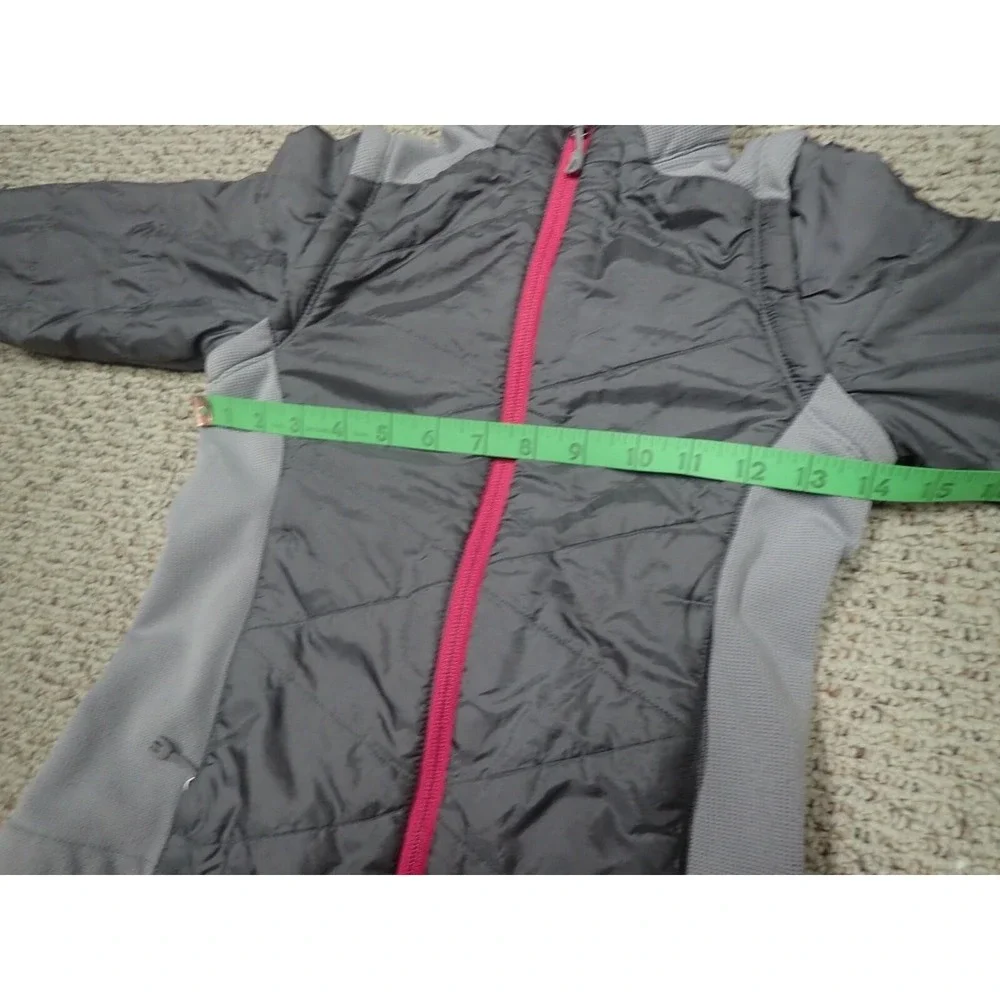 REI Hooded Insulated Jacket Girls Size 8‎ Grey Pink Excellent Hybrid Puffer